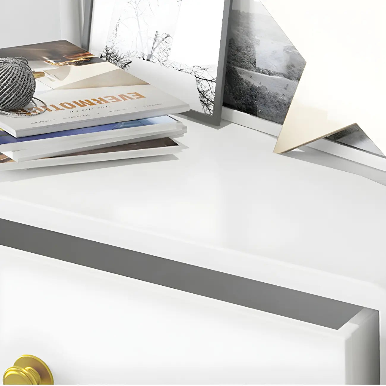Glam White Narrow Gold Legs Bachelor Chest