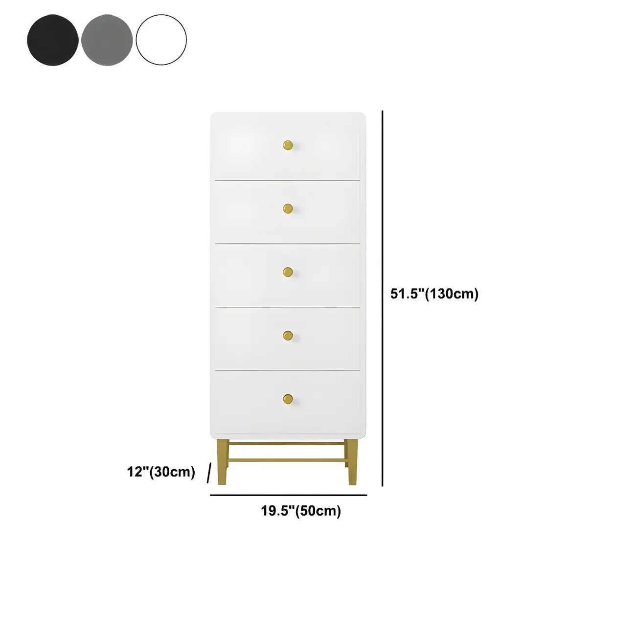 Glam White Narrow Gold Legs Bachelor Chest