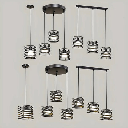 Industrial Black 3-Light Lantern Pendant Light