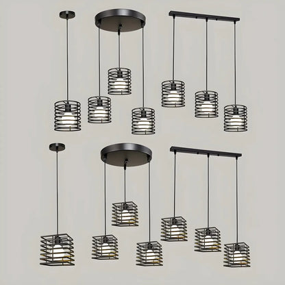 Industrial Black 3-Light Lantern Pendant Light