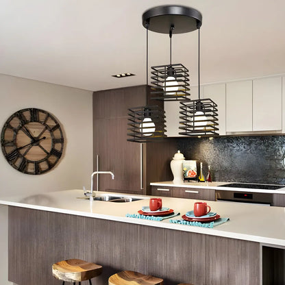 Industrial Black 3-Light Lantern Pendant Light