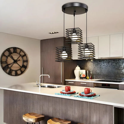 Industrial Black 3-Light Lantern Pendant Light