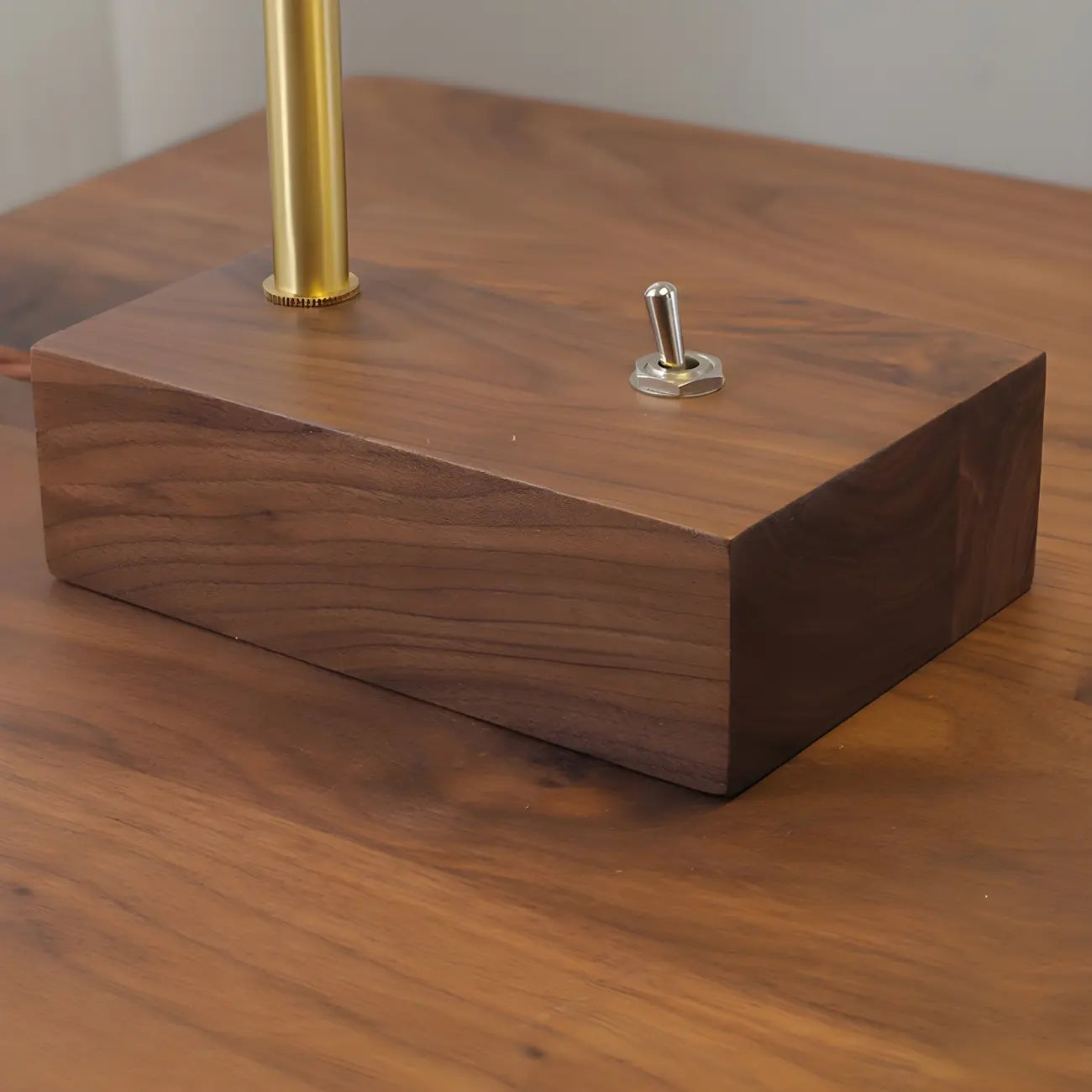 Retro Brown Gold Glass Wood Base Arched Table Lamp