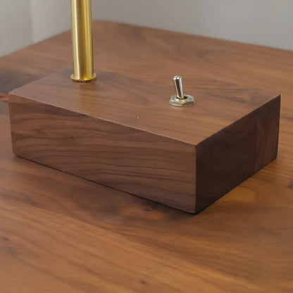 Retro Brown Gold Glass Wood Base Arched Table Lamp