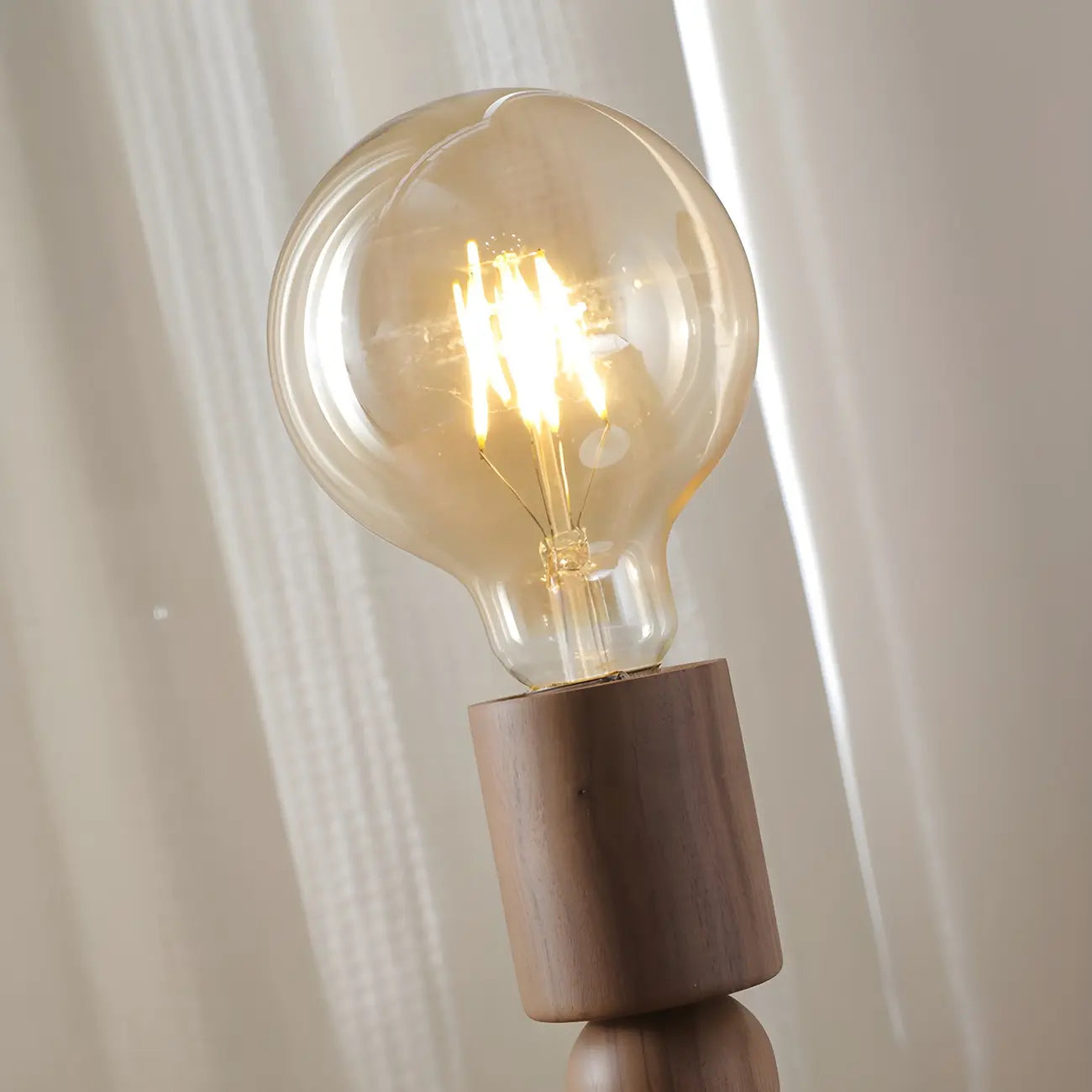 Retro Brown Gold Glass Wood Base Arched Table Lamp