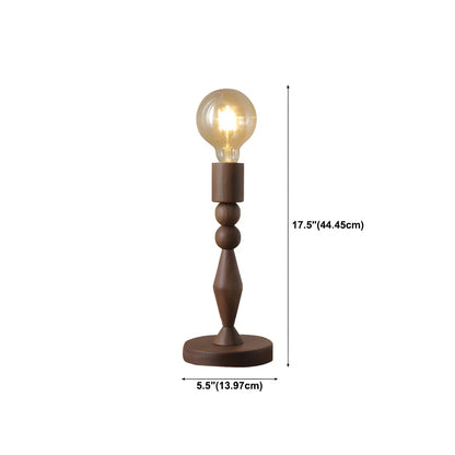 Retro Brown Gold Glass Wood Base Arched Table Lamp