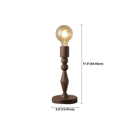 Retro Brown Gold Glass Wood Base Arched Table Lamp