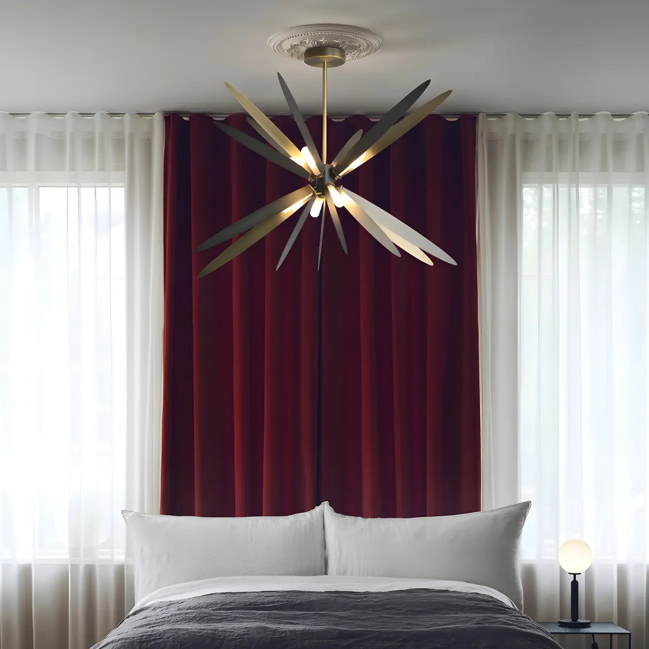 Modern Metal Sputnik Starburst Chandelier Adjustable Downrod