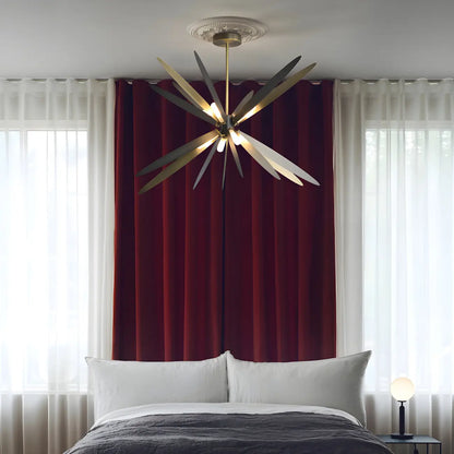 Modern Metal Sputnik Starburst Chandelier Adjustable Downrod
