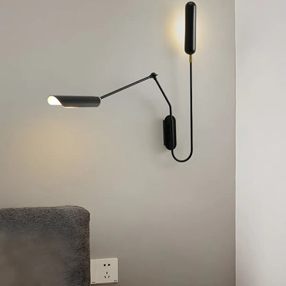 Modern Black Metal 2-Light Swing Arm Wall Light