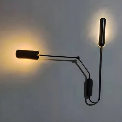 Modern Black Metal 2-Light Swing Arm Wall Light