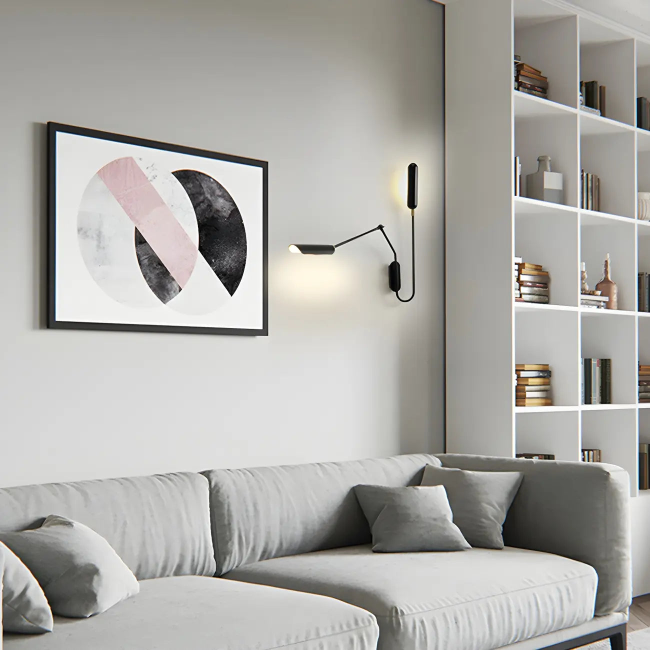 Modern Black Metal 2-Light Swing Arm Wall Light