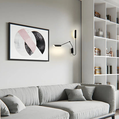 Modern Black Metal 2-Light Swing Arm Wall Light