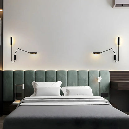 Modern Black Metal 2-Light Swing Arm Wall Light
