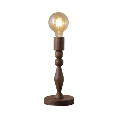 Retro Brown Gold Glass Wood Base Arched Table Lamp