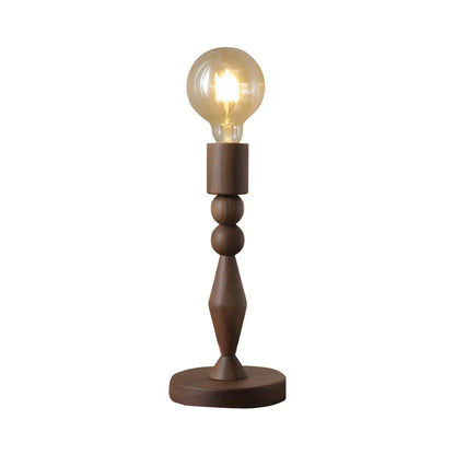 Retro Brown Gold Glass Wood Base Arched Table Lamp
