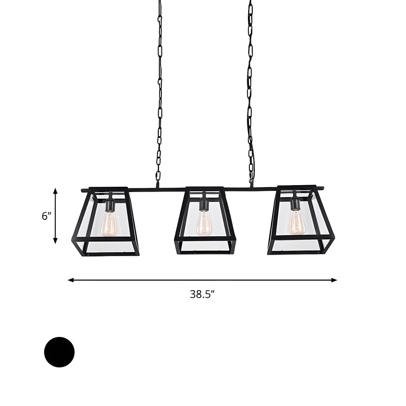 Industrial Black Metal 3-Light Pyramid Island Pendant Light