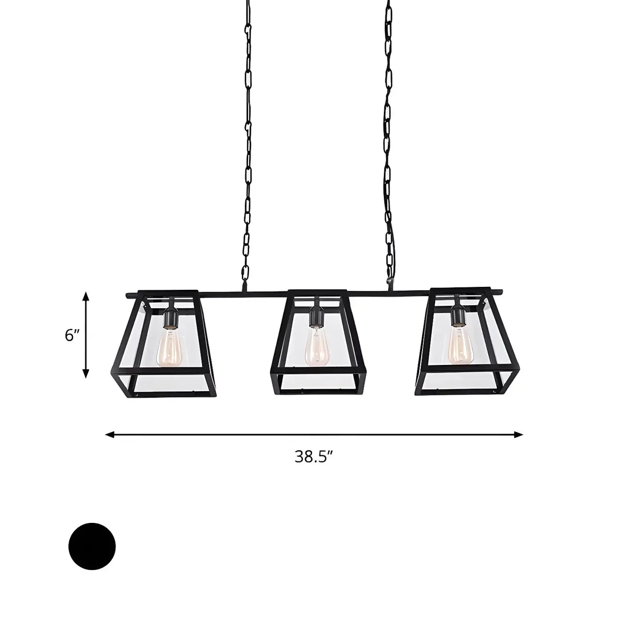 Industrial Black Metal 3-Light Pyramid Island Pendant Light