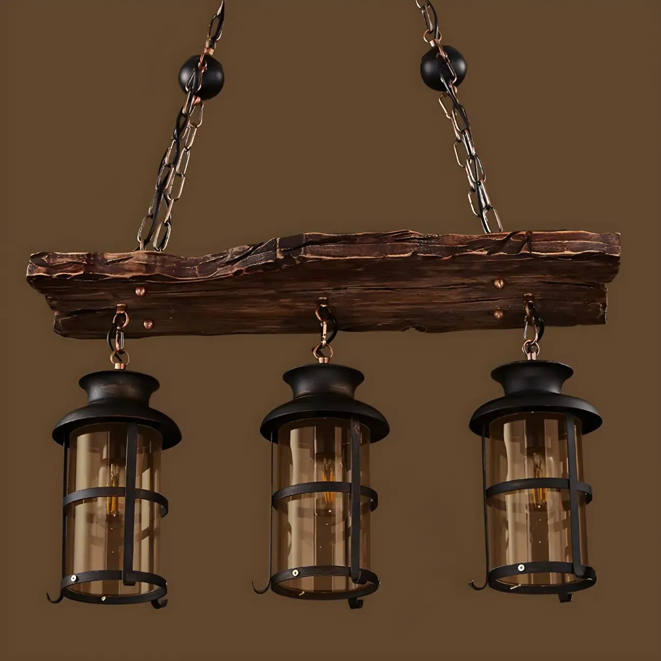 Rustic Industrial Large Wood Island Chandelier