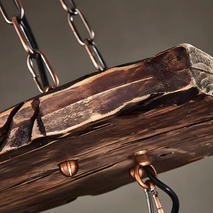 Rustic Industrial Large Wood Island Chandelier