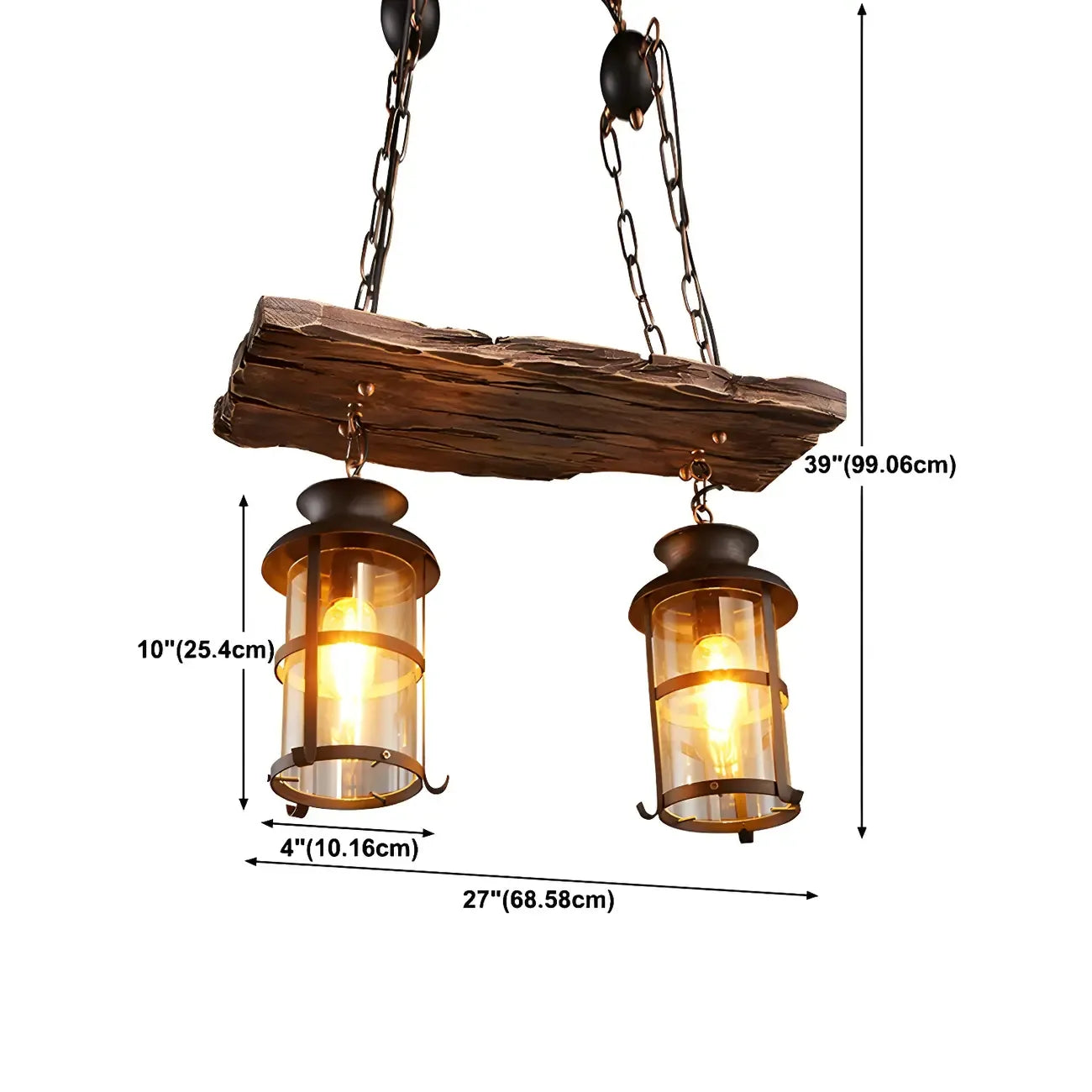 Rustic Industrial Large Wood Island Chandelier