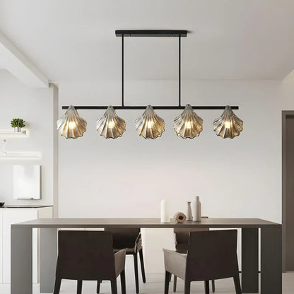 Modern Shell Glass Metal Island Pendant Light for Kitchen