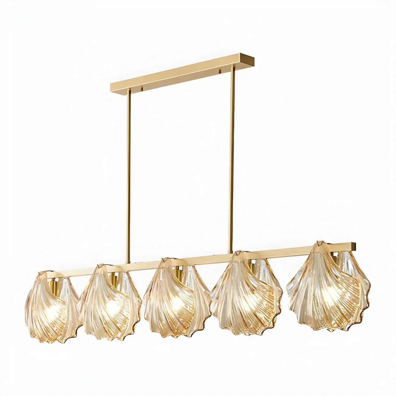 Modern Shell Glass Metal Island Pendant Light for Kitchen