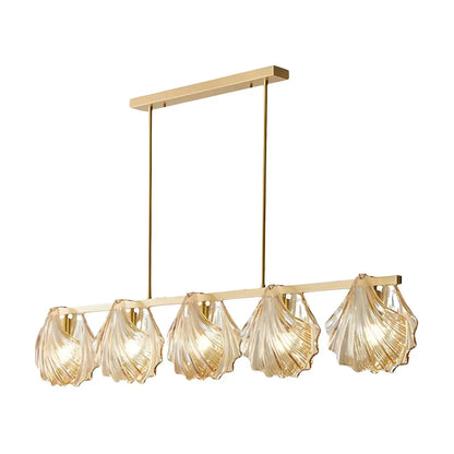 Modern Shell Glass Metal Island Pendant Light for Kitchen