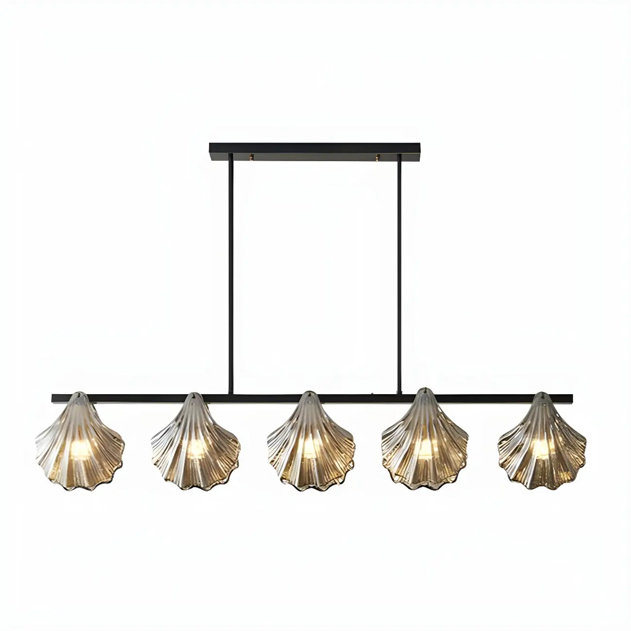 Modern Shell Glass Metal Island Pendant Light for Kitchen