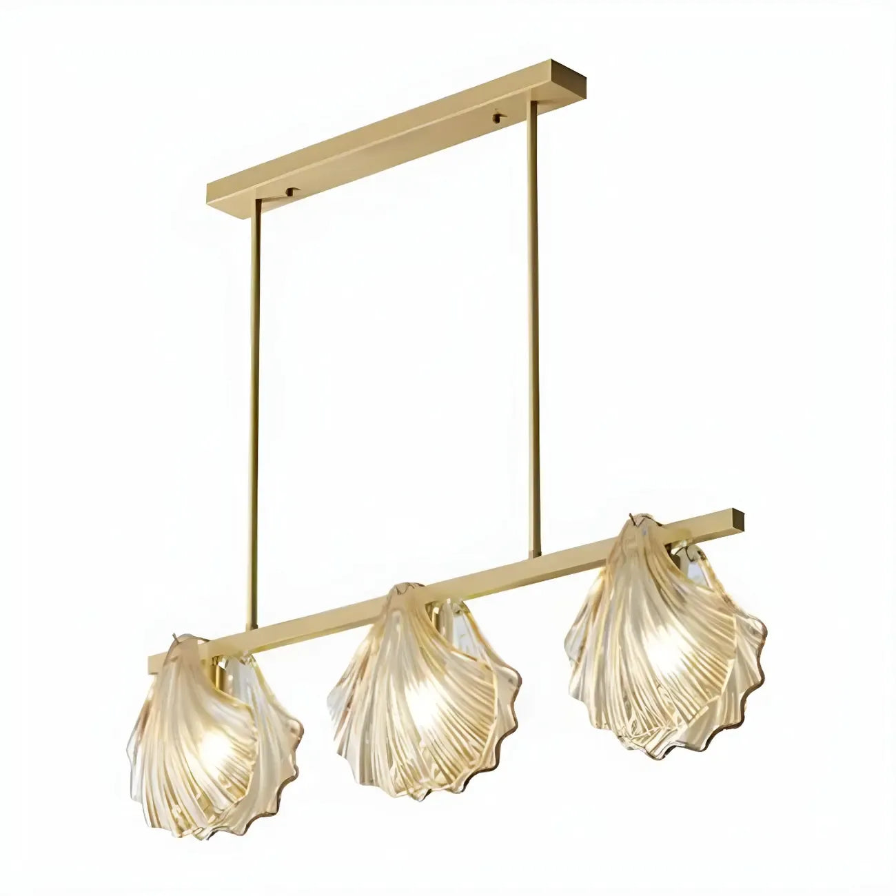 Modern Shell Glass Metal Island Pendant Light for Kitchen
