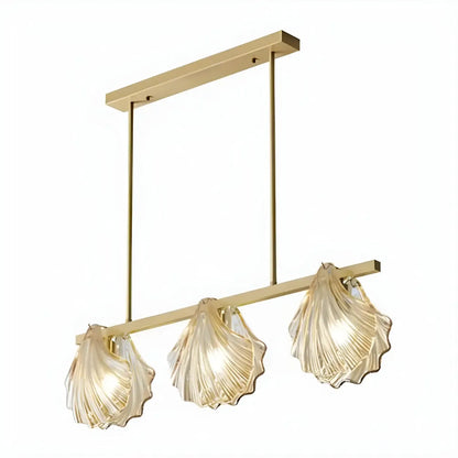 Modern Shell Glass Metal Island Pendant Light for Kitchen