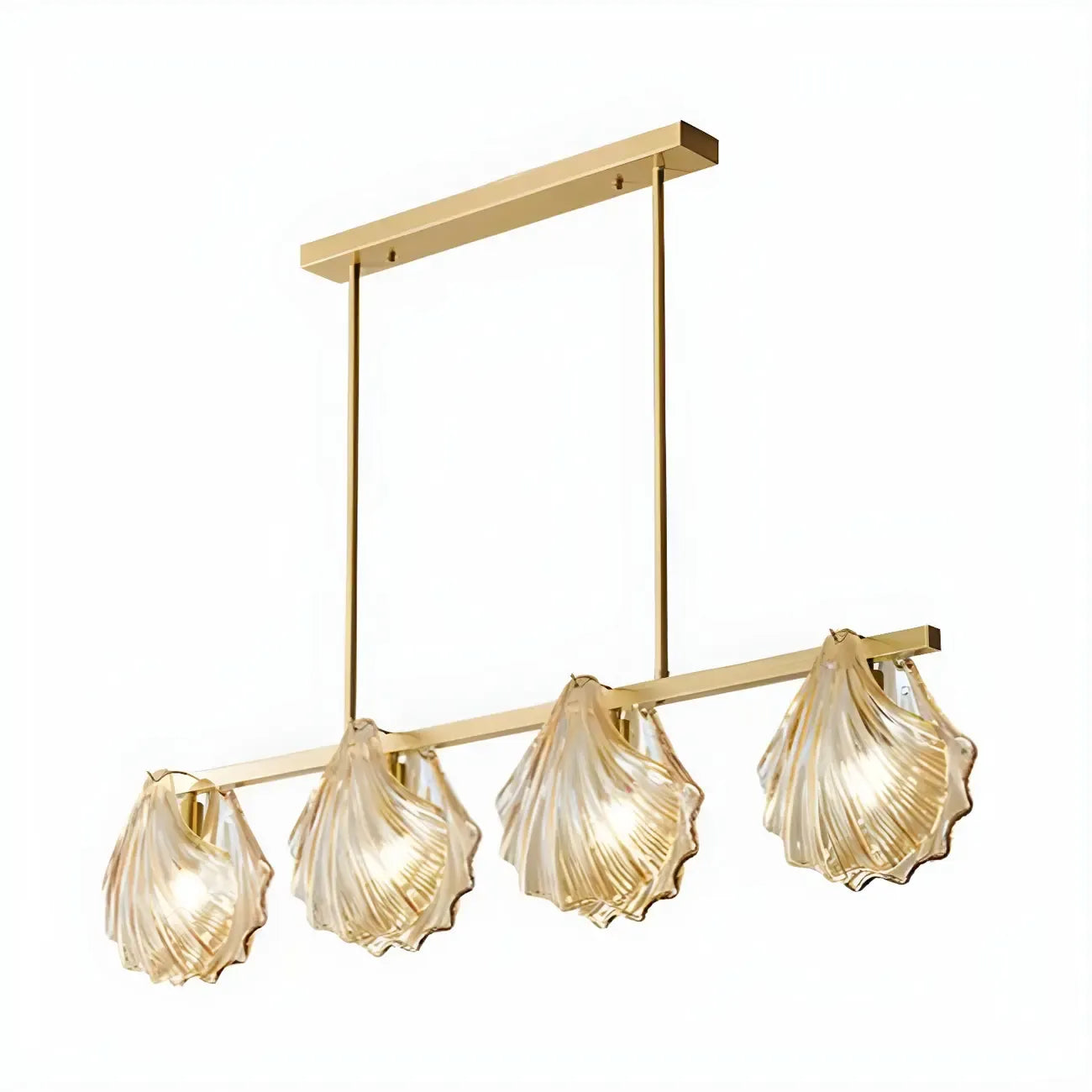 Modern Shell Glass Metal Island Pendant Light for Kitchen