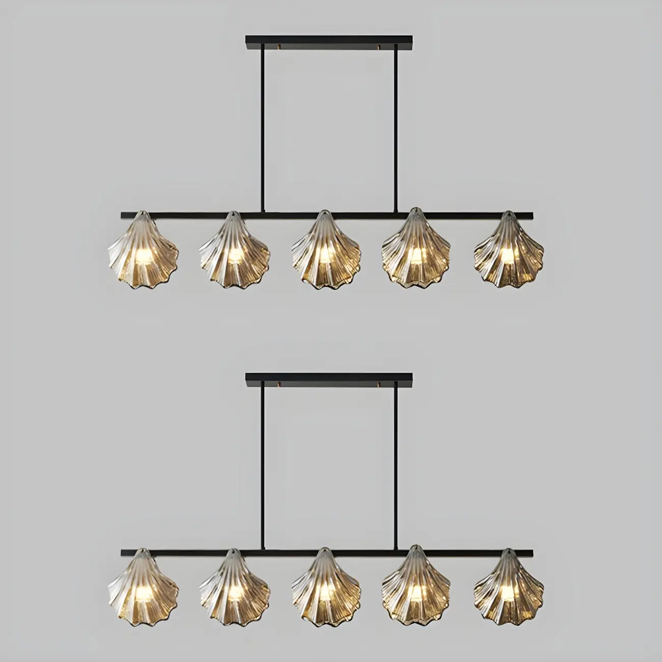 Modern Shell Glass Metal Island Pendant Light for Kitchen