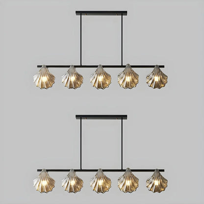 Modern Shell Glass Metal Island Pendant Light for Kitchen
