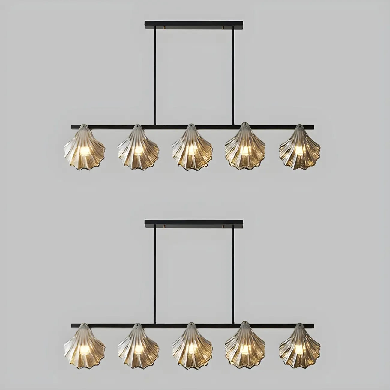 Modern Shell Glass Metal Island Pendant Light for Kitchen