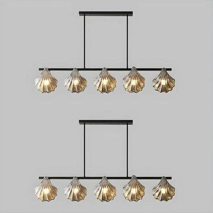 Modern Shell Glass Metal Island Pendant Light for Kitchen