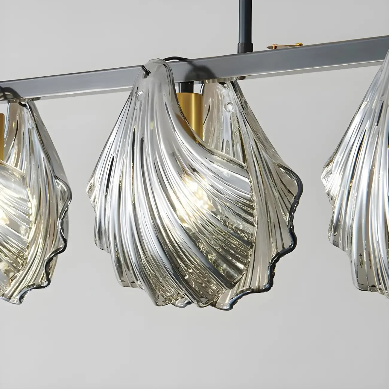 Modern Shell Glass Metal Island Pendant Light for Kitchen
