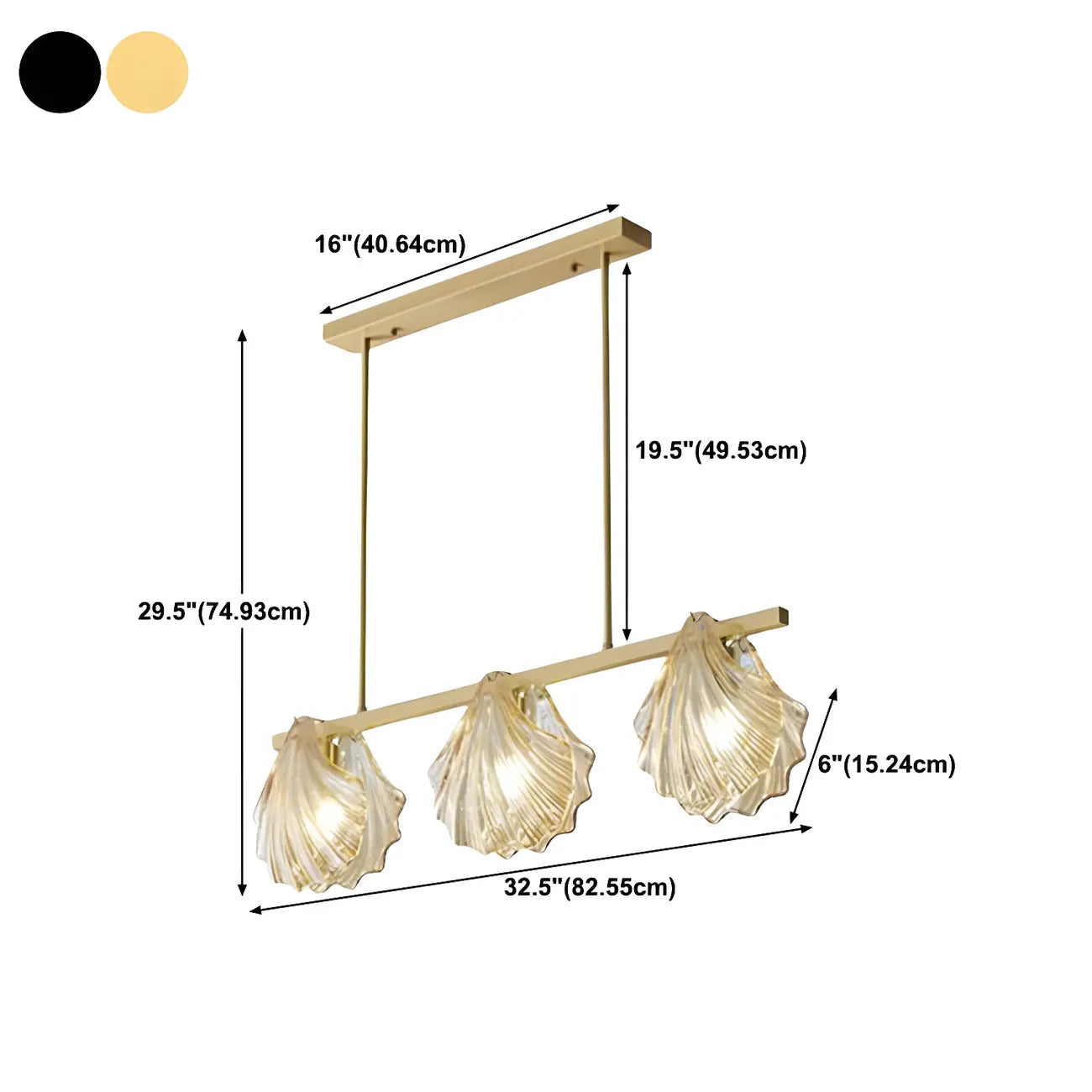 Modern Shell Glass Metal Island Pendant Light for Kitchen