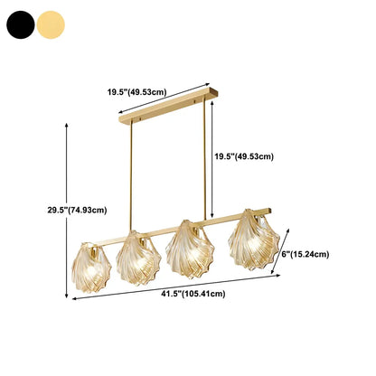 Modern Shell Glass Metal Island Pendant Light for Kitchen