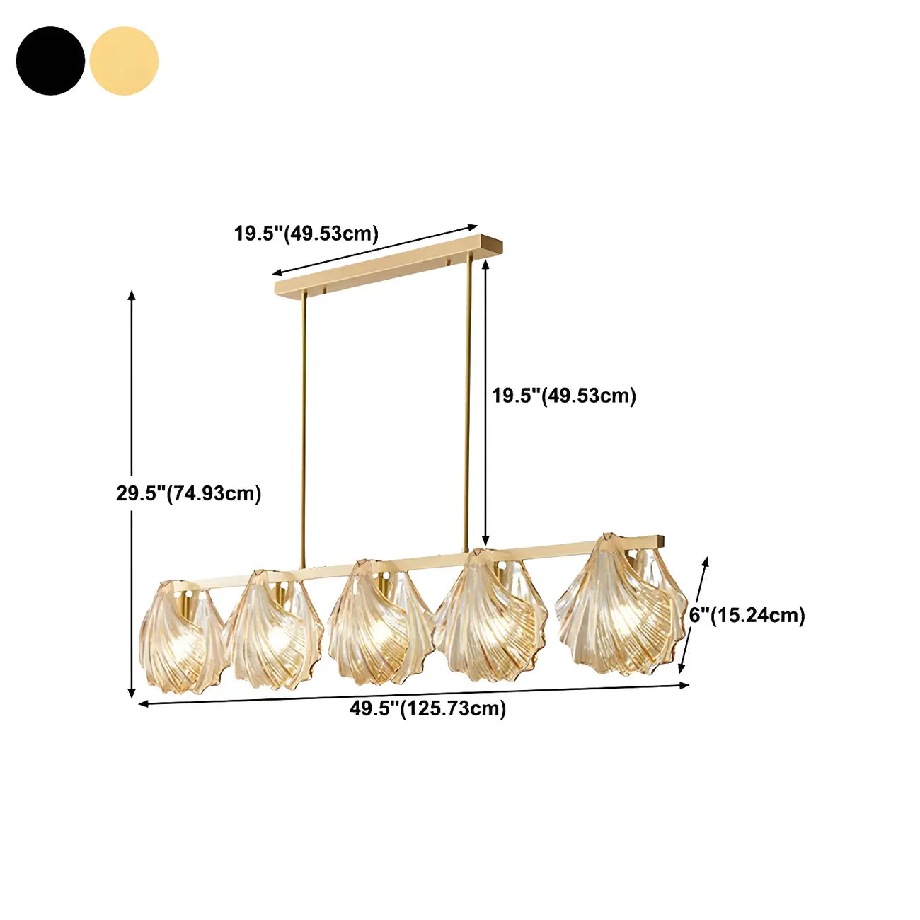 Modern Shell Glass Metal Island Pendant Light for Kitchen