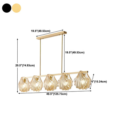 Modern Shell Glass Metal Island Pendant Light for Kitchen