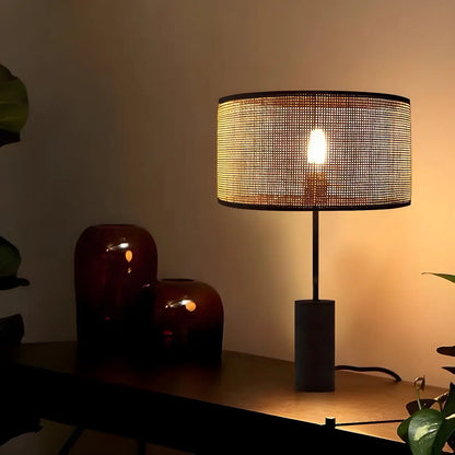 Brown Rarran Metal Drum-Shaped LED Table Lamp