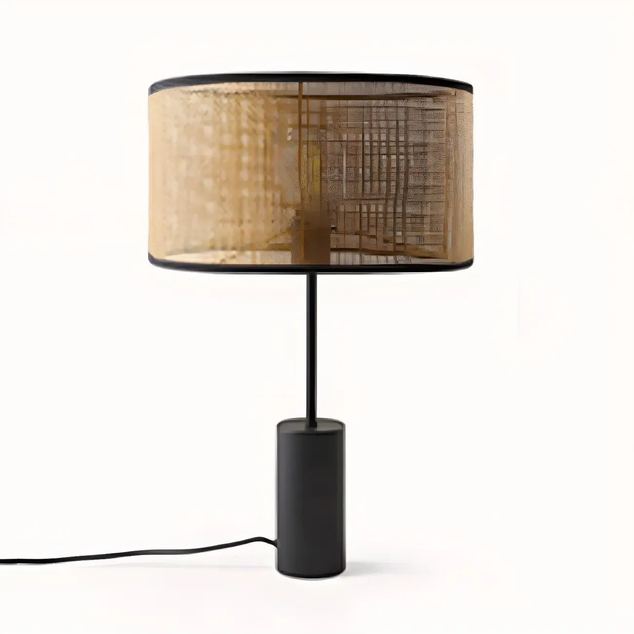 Brown Rarran Metal Drum-Shaped LED Table Lamp