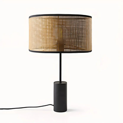 Brown Rarran Metal Drum-Shaped LED Table Lamp