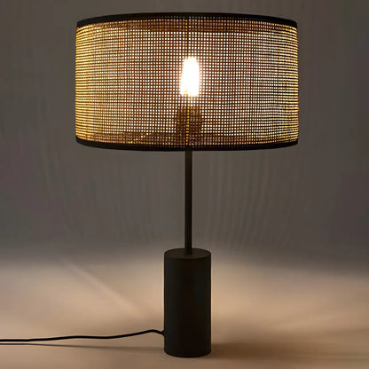 Brown Rarran Metal Drum-Shaped LED Table Lamp