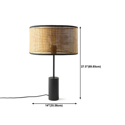 Brown Rarran Metal Drum-Shaped LED Table Lamp