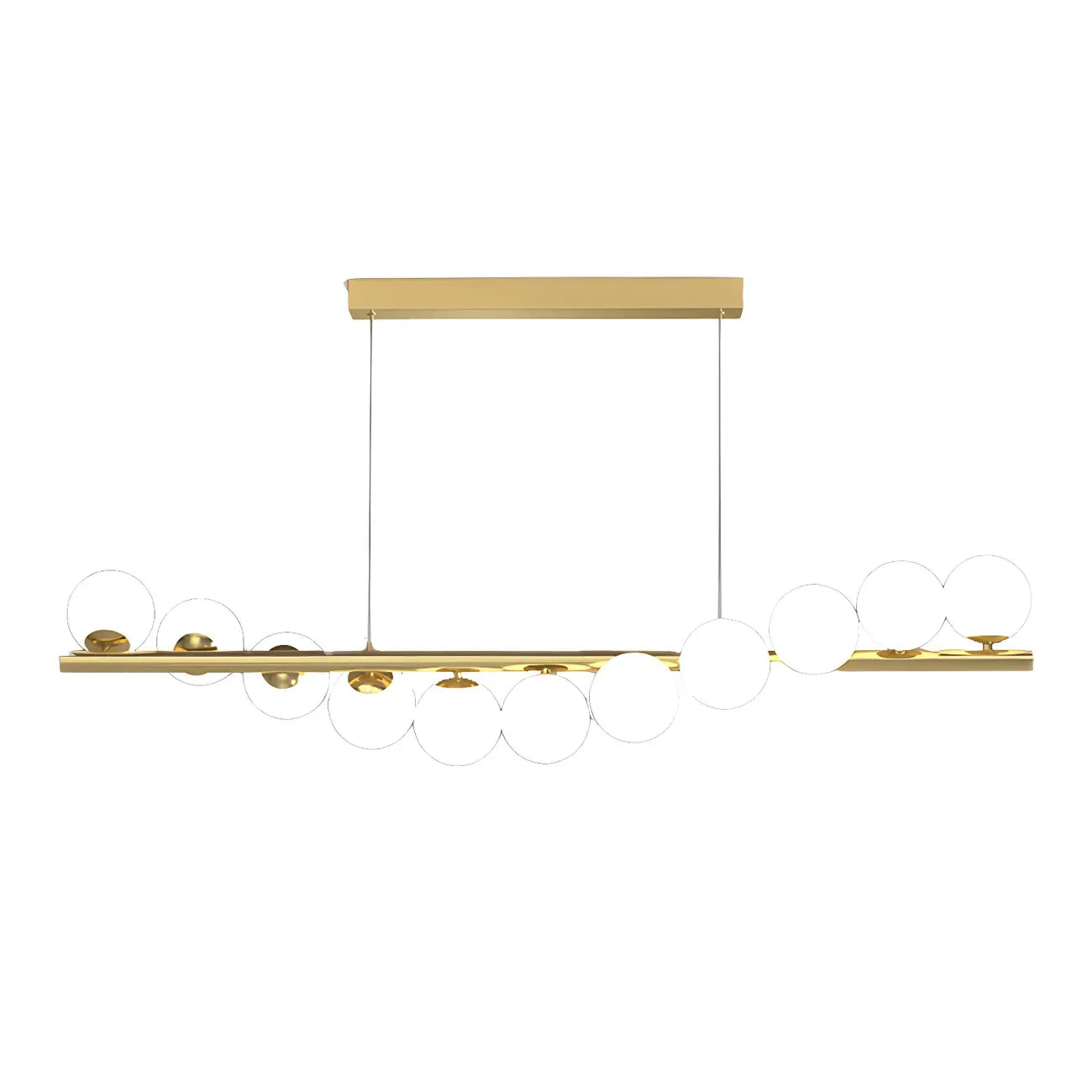 Sleek Modern Gold Glass Globe Island Chandelier