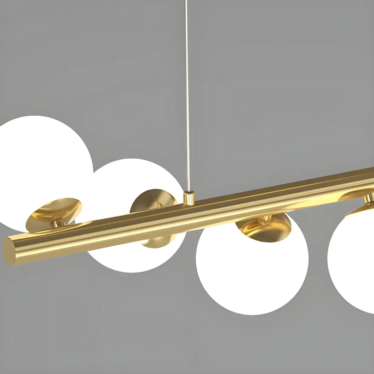 Sleek Modern Gold Glass Globe Island Chandelier