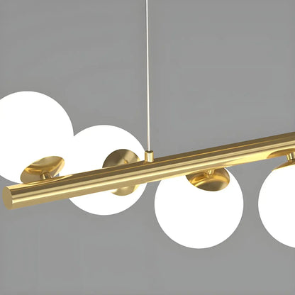 Sleek Modern Gold Glass Globe Island Chandelier