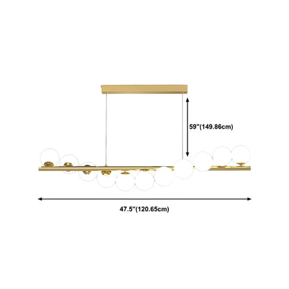 Sleek Modern Gold Glass Globe Island Chandelier